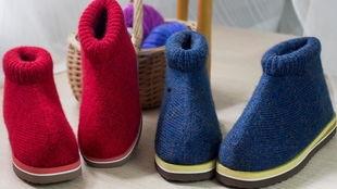 毛线棉鞋织法视频